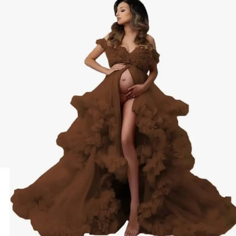 

Модное свадебное платье для беременных без бретелек, длинное, из сетки, для фотосессий, более 10 цветов