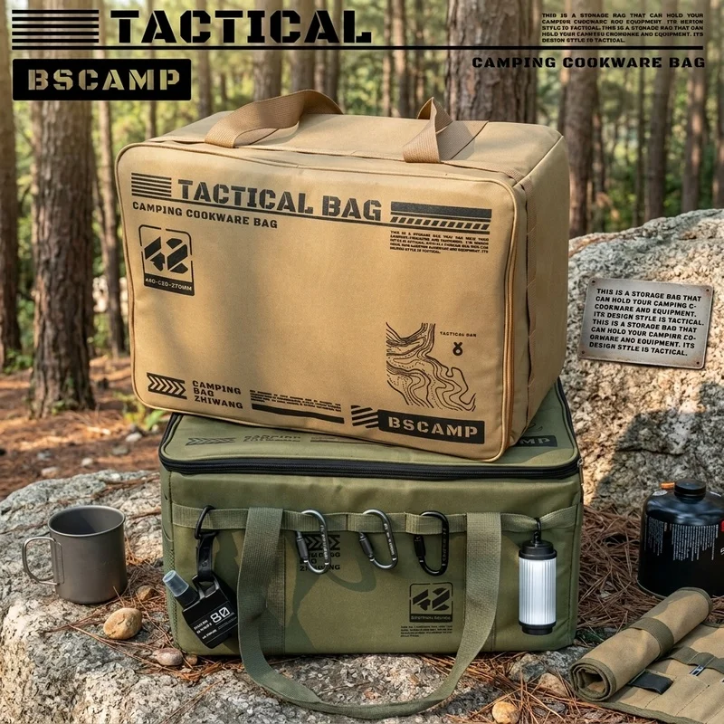 30-42L Tactical Camping Storage Bag, Insulated Foldable Picnic Organizer, Waterproof Gear Box for Tableware Outdoor Equipment