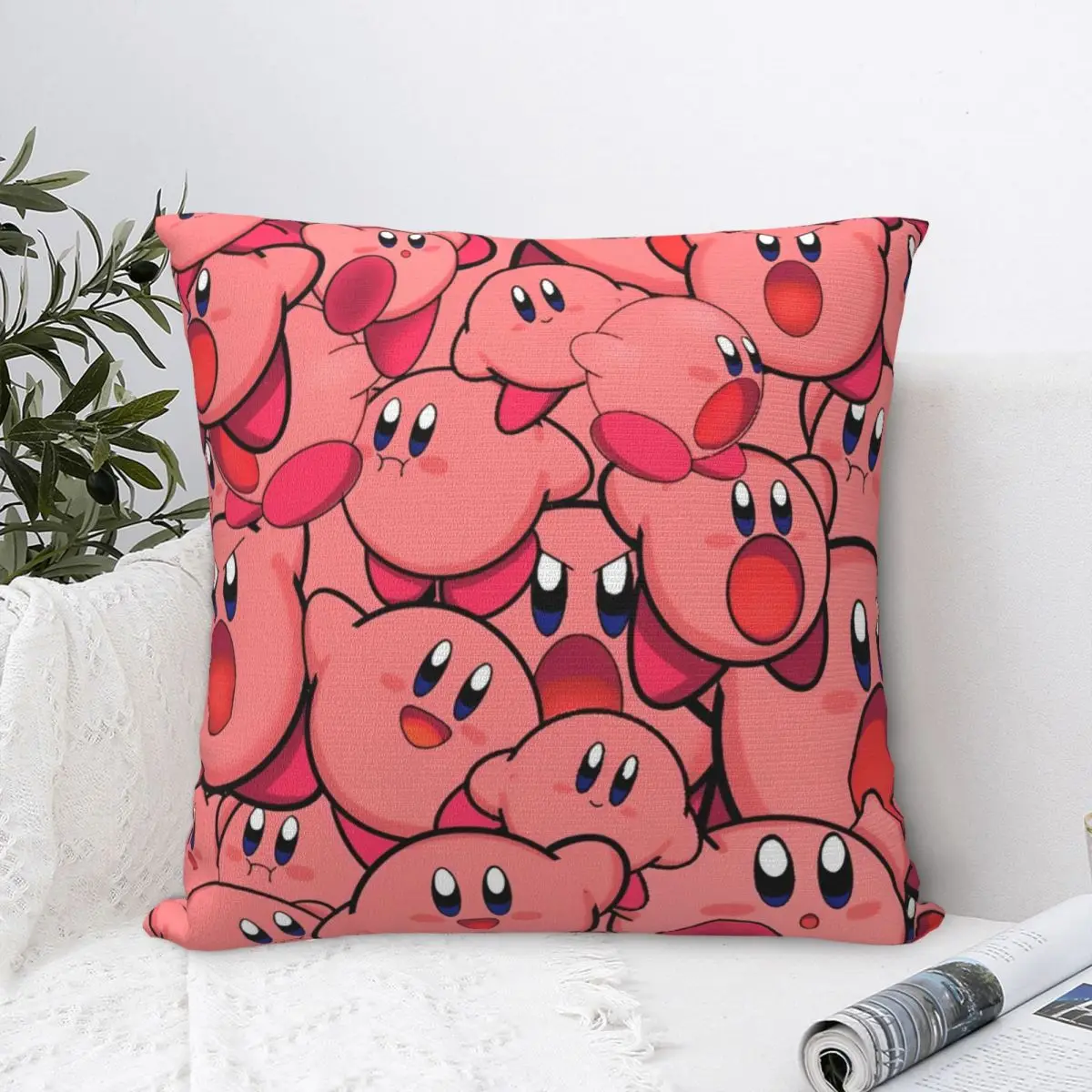 Cute Kawaii K-irby Pillow Cases Cartoon Cushion Covers Creative Zippered Decor Pillowcase for Bed 40x40cm