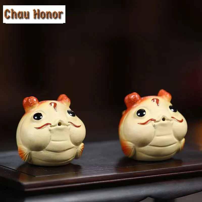 Creative Yixing Purple Sand Tea Pet Handamde Dragon Fish Decoration Bubble Table Top Play Can Be Cultivated Plate Tea Ceremony
