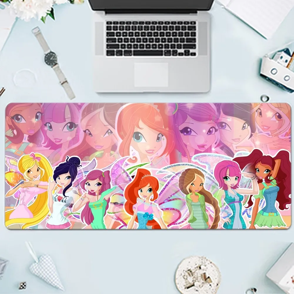 W-Winx แผ่นรองเม้าส์ลายการ์ตูนคลับแผ่นรองเมาส์และคีย์บอร์ดคอมพิวเตอร์สำหรับนักเล่นเกมขนาดใหญ่