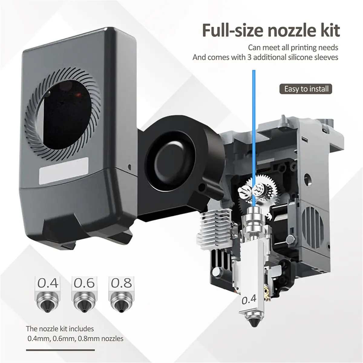 A85P 6Pcs Integrated Hotend Nozzle for Kobra X Combo 0.4 0.6 0.8mm Hardened Steel Anti-Leakage Metal High Speed 3D Printer