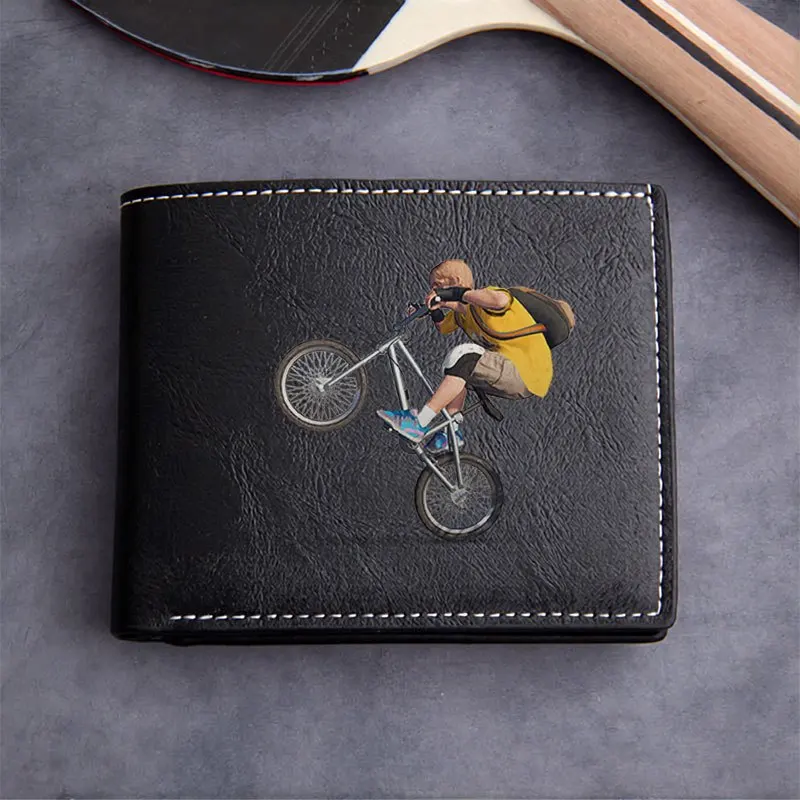 Carteira de PU Urban Rider Design Minimalista Leve Durável Homens Mulheres Acessório de Moda Estilo de Rua Biker Art Print
