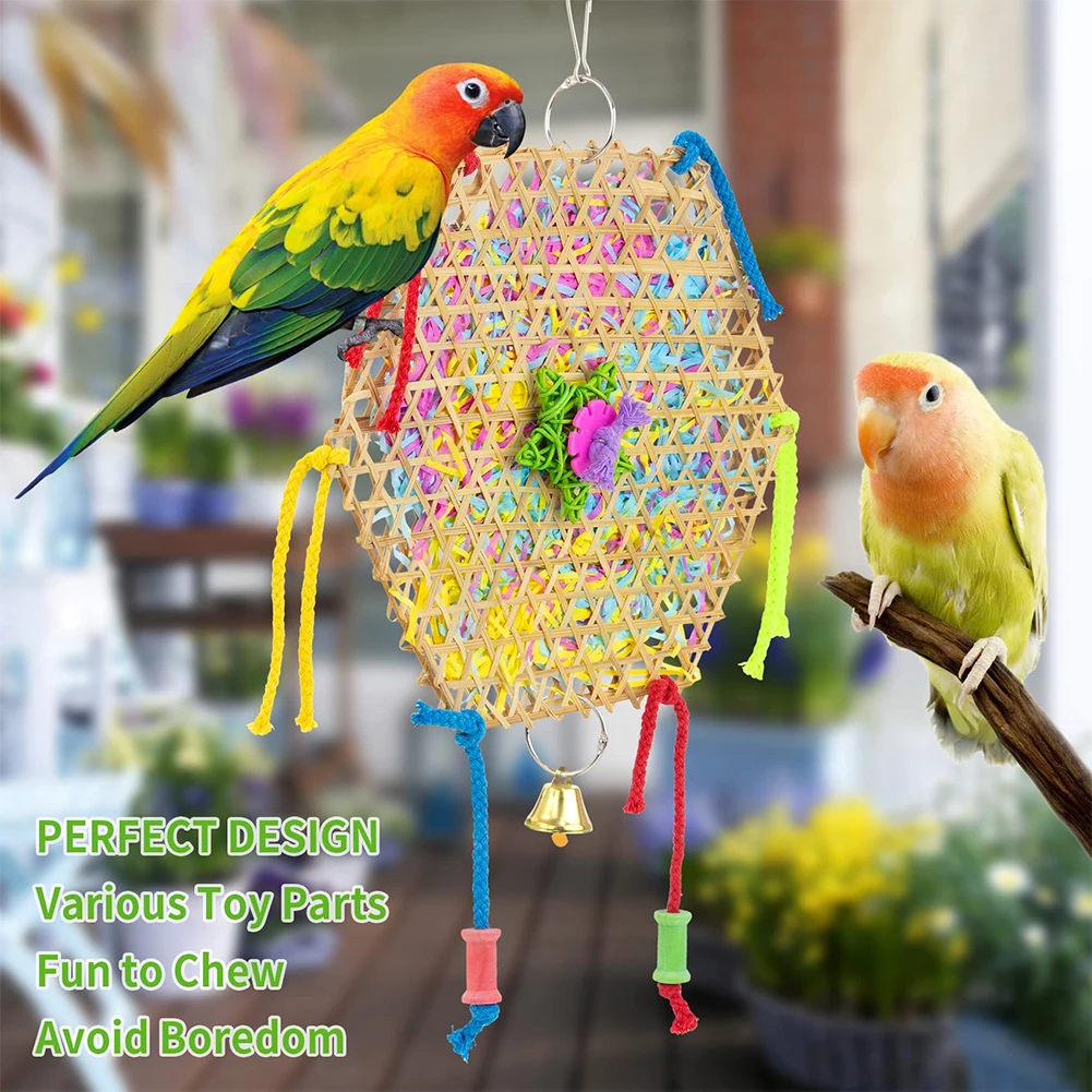 

Bird Parrot Toys Hanging Foraging Shredder Toys Bamboo Weaving Parrot Chewing Toy For Finches Lovebird Parakeets Wholesale