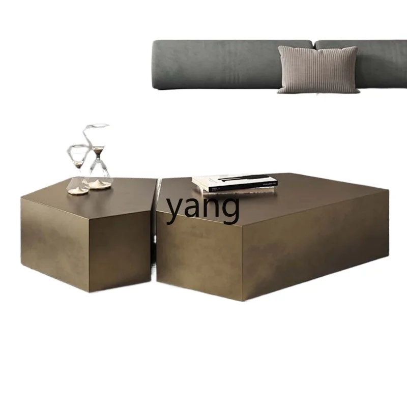 CX Modern Simple and Light Luxury Bronze Brushed Tea Table Combination Stainless Steel Living Room Special-Shaped Tea Table