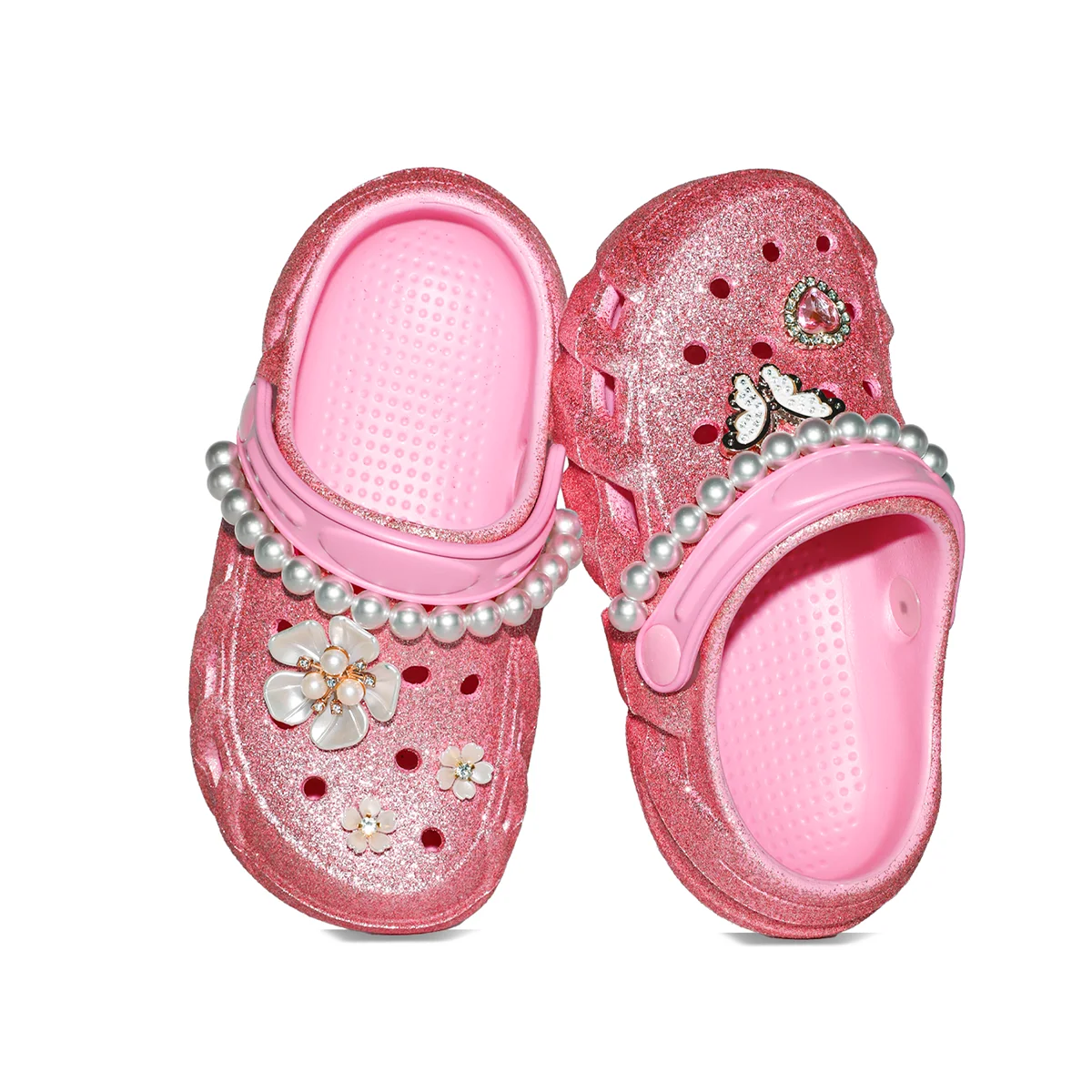 Kinder-Glitzer-Clogs und Pantoletten, Leichte EVA-Gartenschuhe, Rutschfeste Sandalen, Atmungsaktive Slip-On-Schuhe für Drinnen und Draußen 2501 – Detail 7