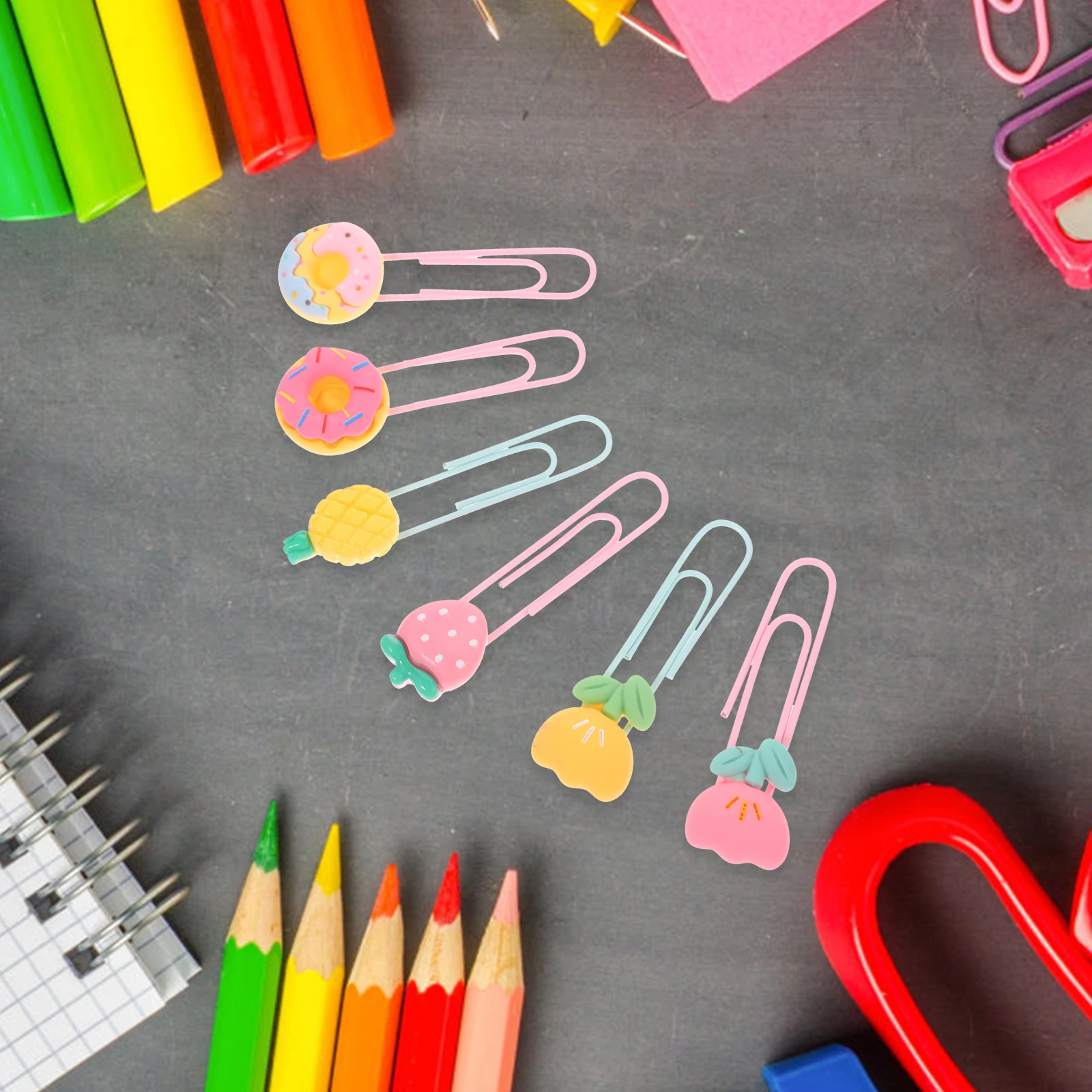Multi-use Paper Clips Office Supplies Unique Shaped Cartoon Fruit Bookmarks Colored Large Paperclips Sturdy Material Practical