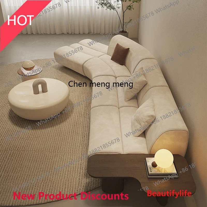 P32 Minimalist, matte fabric sofa, curved bamboo joint, large and small apartment living room sofa