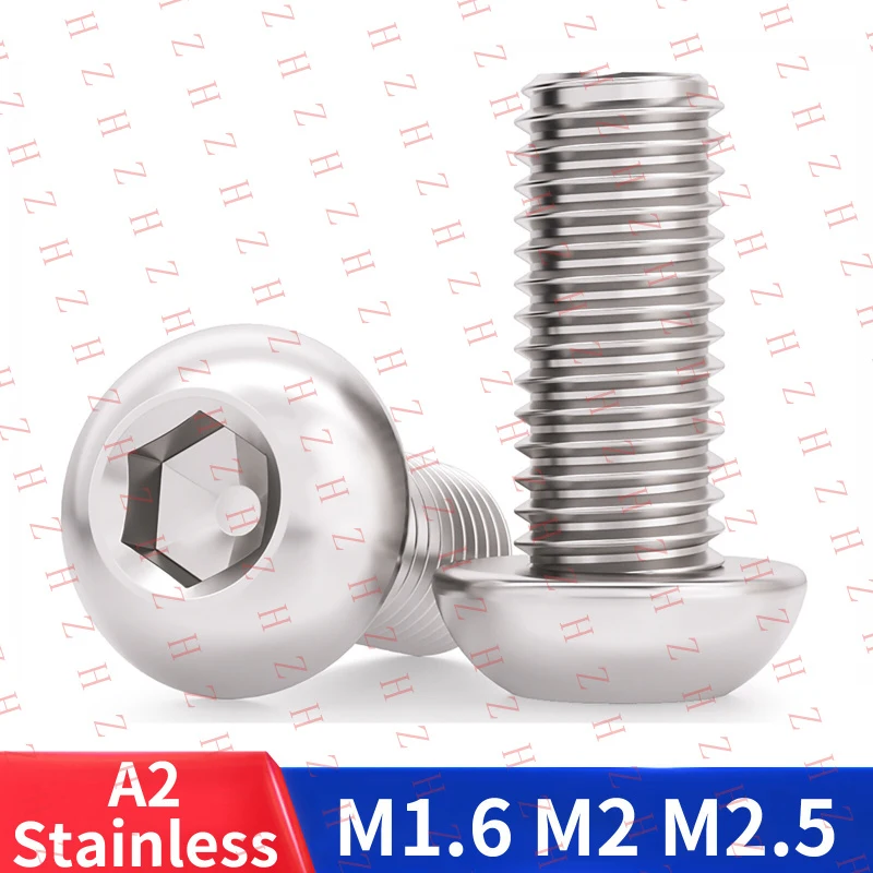 

U+ Button Head Screws Allen Socket Bolts M1.6 M2 M2.5 A2 Stainless Steel DIN 7380【Wholesale private message sellers】