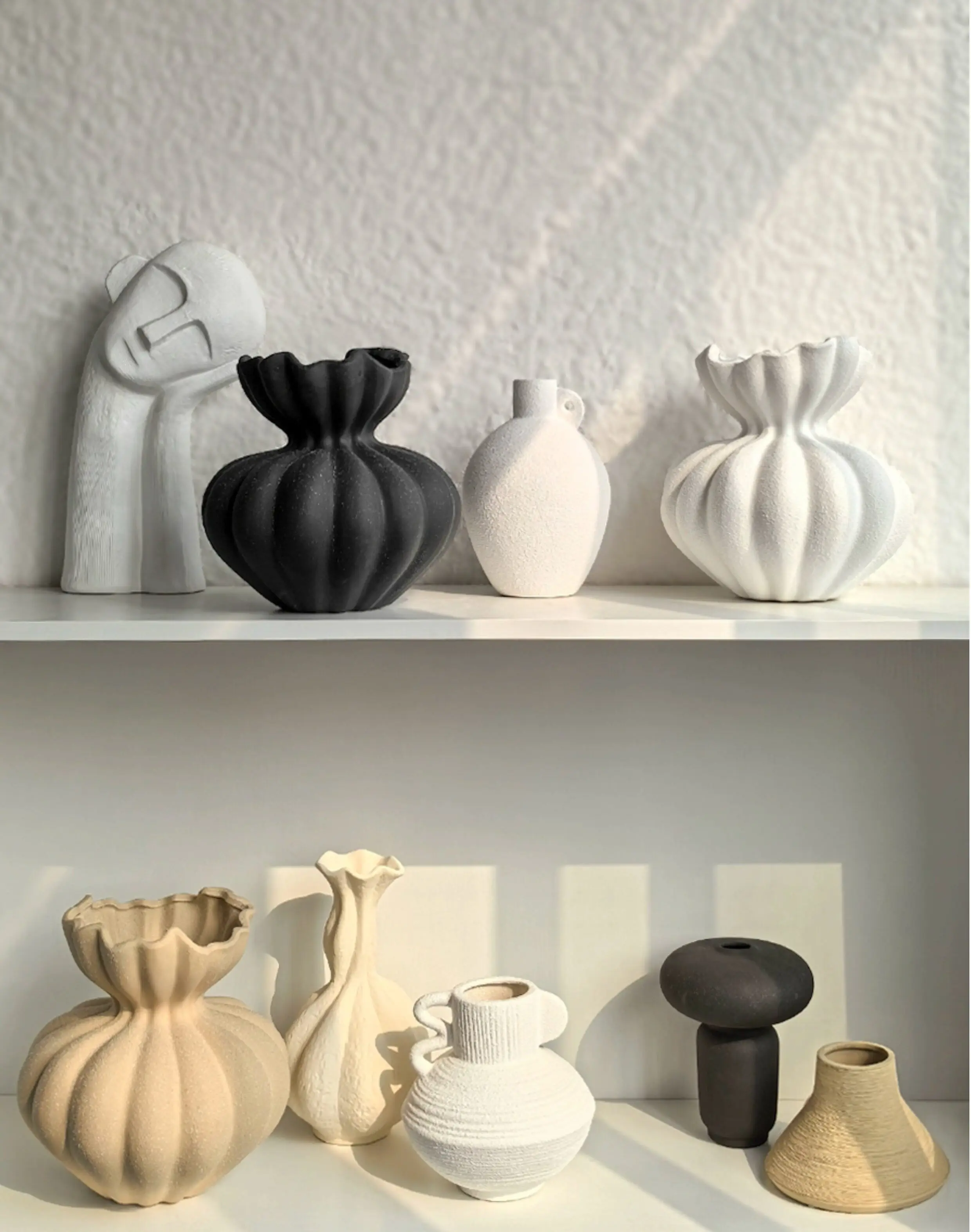 LIVETAI Wabi-Sabi Artistic Handmade Ceramic Vase Minimalist French Style Home Decor for Living Room Table Centerpiece Ornament