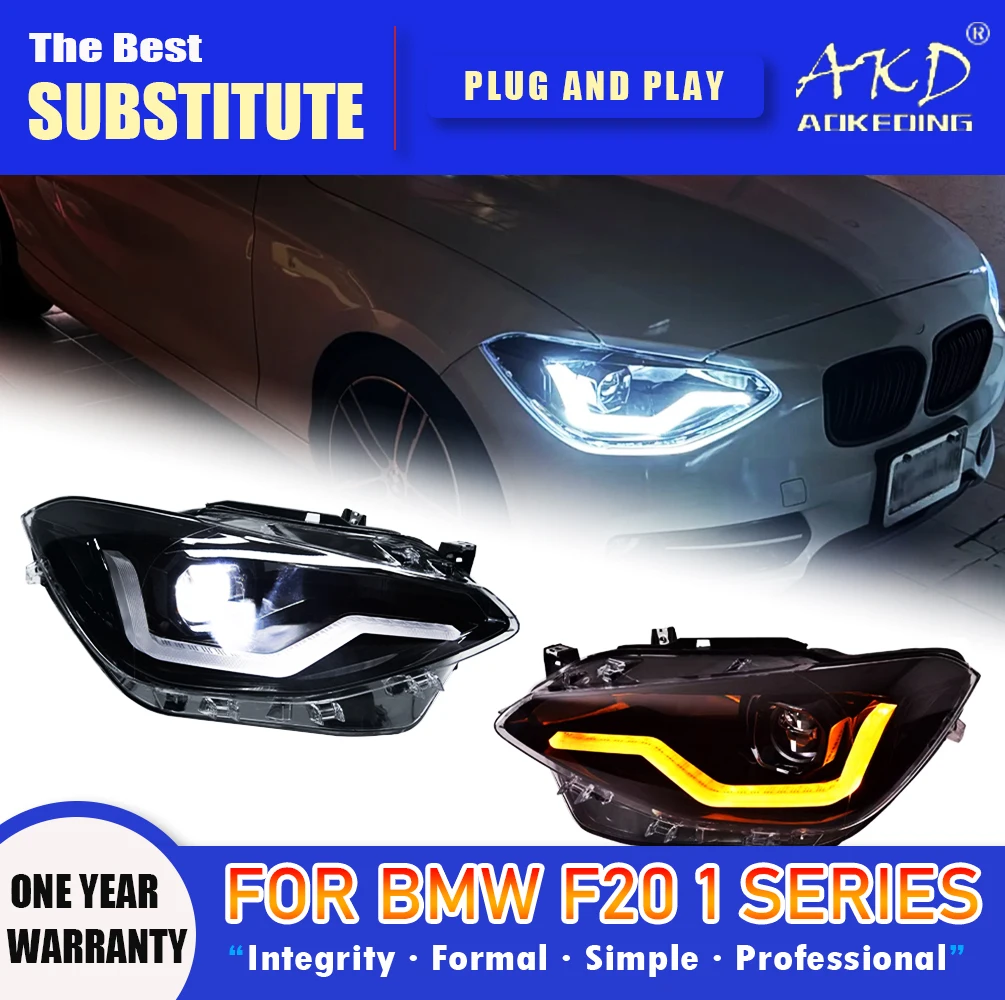 AKD Head Lamp for BMW F20 LED Headlight 2012-2014 Headlights 1 Series 116i 118i DRL Turn Signal High Beam Angel Eye Projector