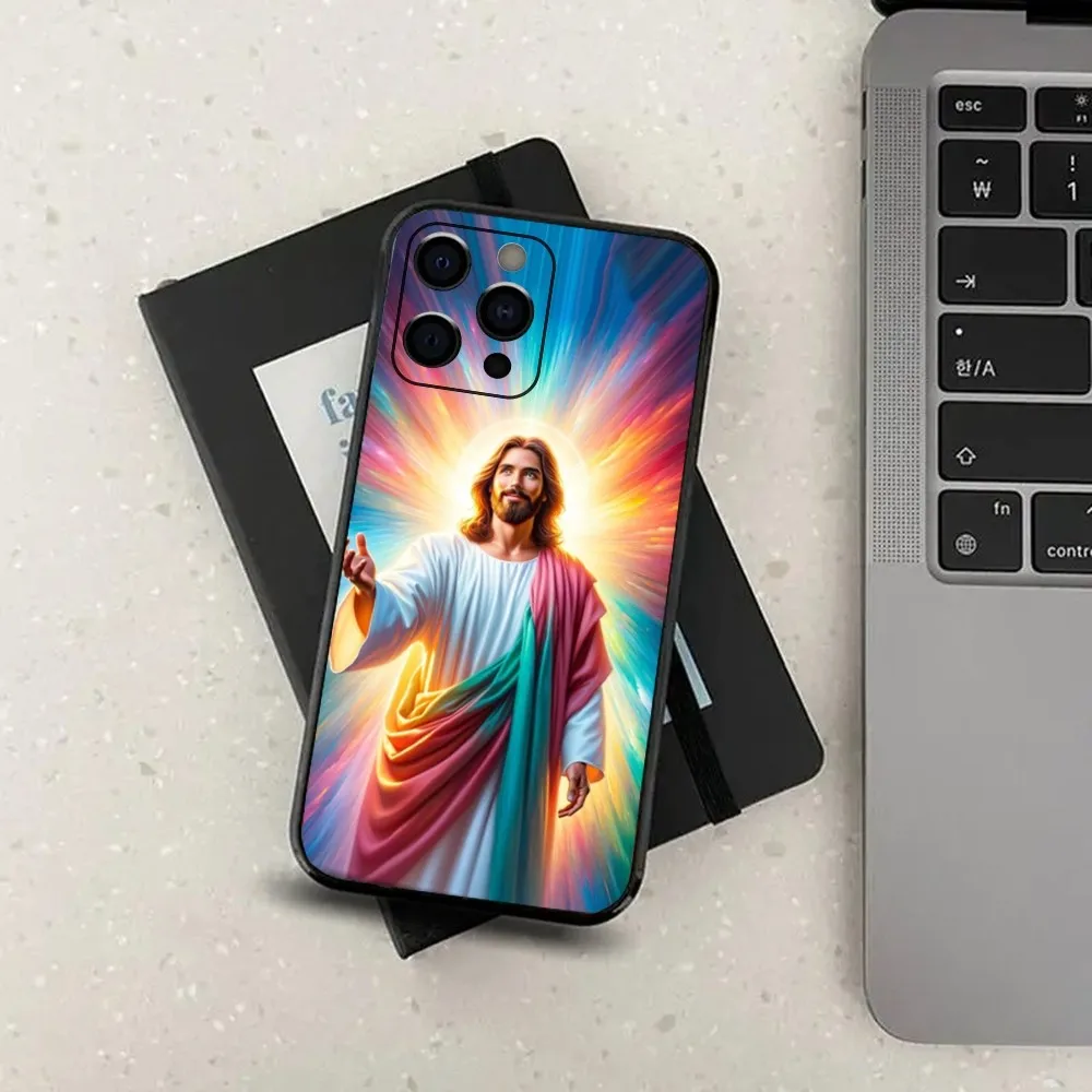 Faith Christian Religious Jesus Phone Case For Apple iPhone 15,14,13,12,11,Pro,X,XS,Max,XR,Plus,Mini Soft Black Cover