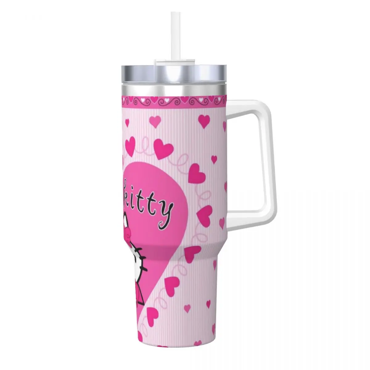 

Hello Kitty Red Heart Stainless Steel Tumbler Camping Car Mugs Large Capacity Thermal Cups Portable Cold Drink Milk Water Bottle