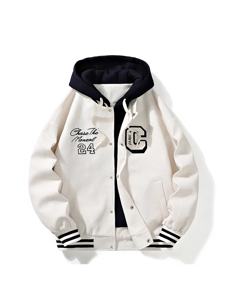 Baseball Suit Jacket Spring And Autumn American Fashion Brand Letter Print Student Loose Hooded Jacket Coat