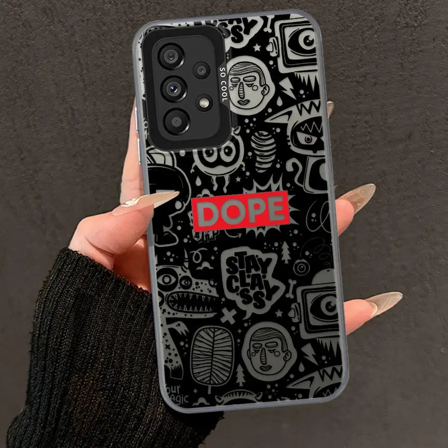 Black Graffiti Phone Case for Samsung Galaxy A21s A22 A23 A24 A25 A31 A32 A33 A34 A35 A51 A52s A53 A54 A55 Cover