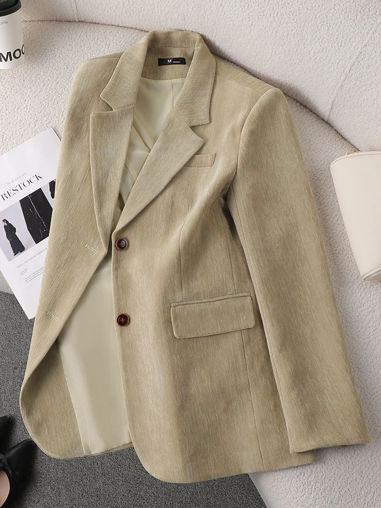 

Corduroy Suit Jaet Women's Loose Casual Single Button Autumn Winter Coffee Color Faionable Thinming Commute Sle Coat