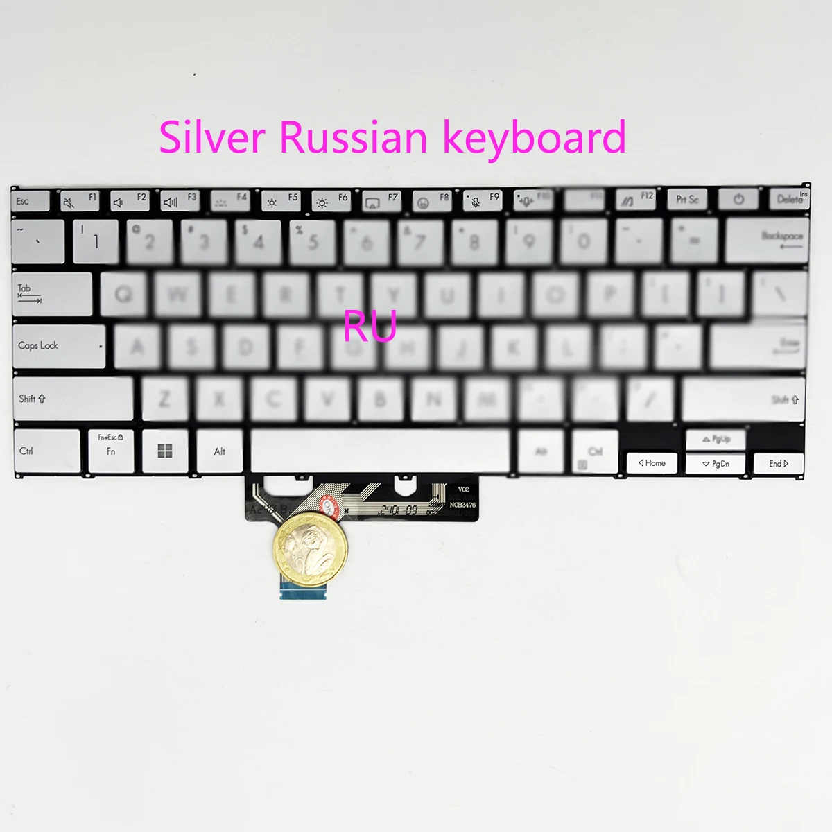 

Клавиатура для ASUS Zenbook 14, OLED UX3405 UX3405M UX3405MA, серебристая, без подсветки, русская раскладка RU