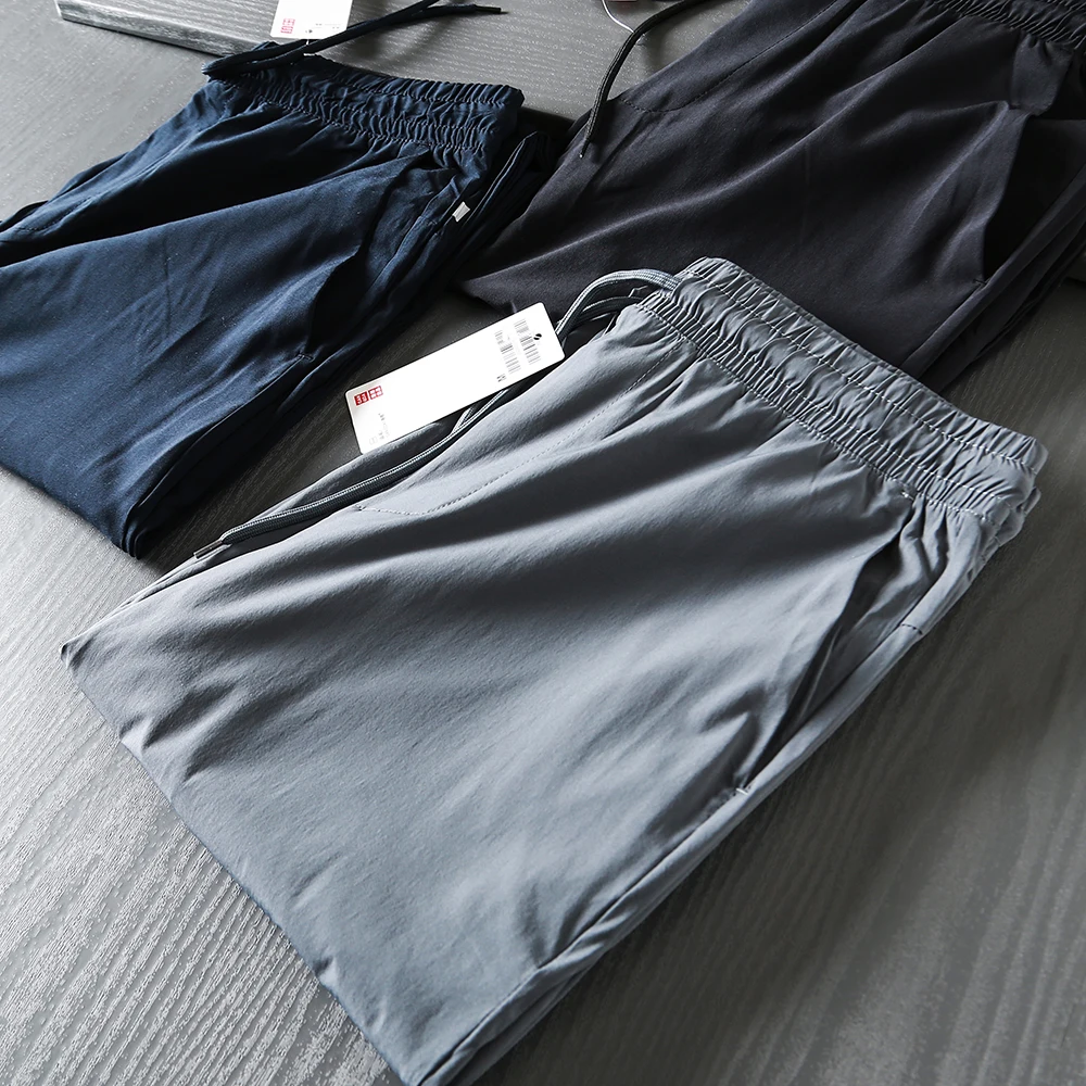 

Мужские летние новые тонкие быстросохнущие высокоэластичные дышащие брюки с эластичным поясом и манжетами, повседневные, прямые, удлиненные