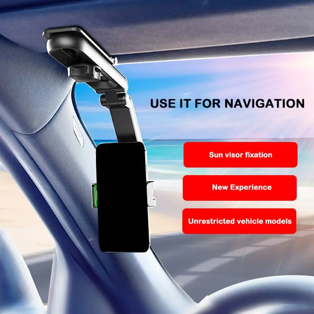 

Новый 360° ° Вращающийся держатель для сотового телефона, солнцезащитный козырек, универсальная автомобильная подставка, складной многофункциональный кронштейн для телефона для автомобиля