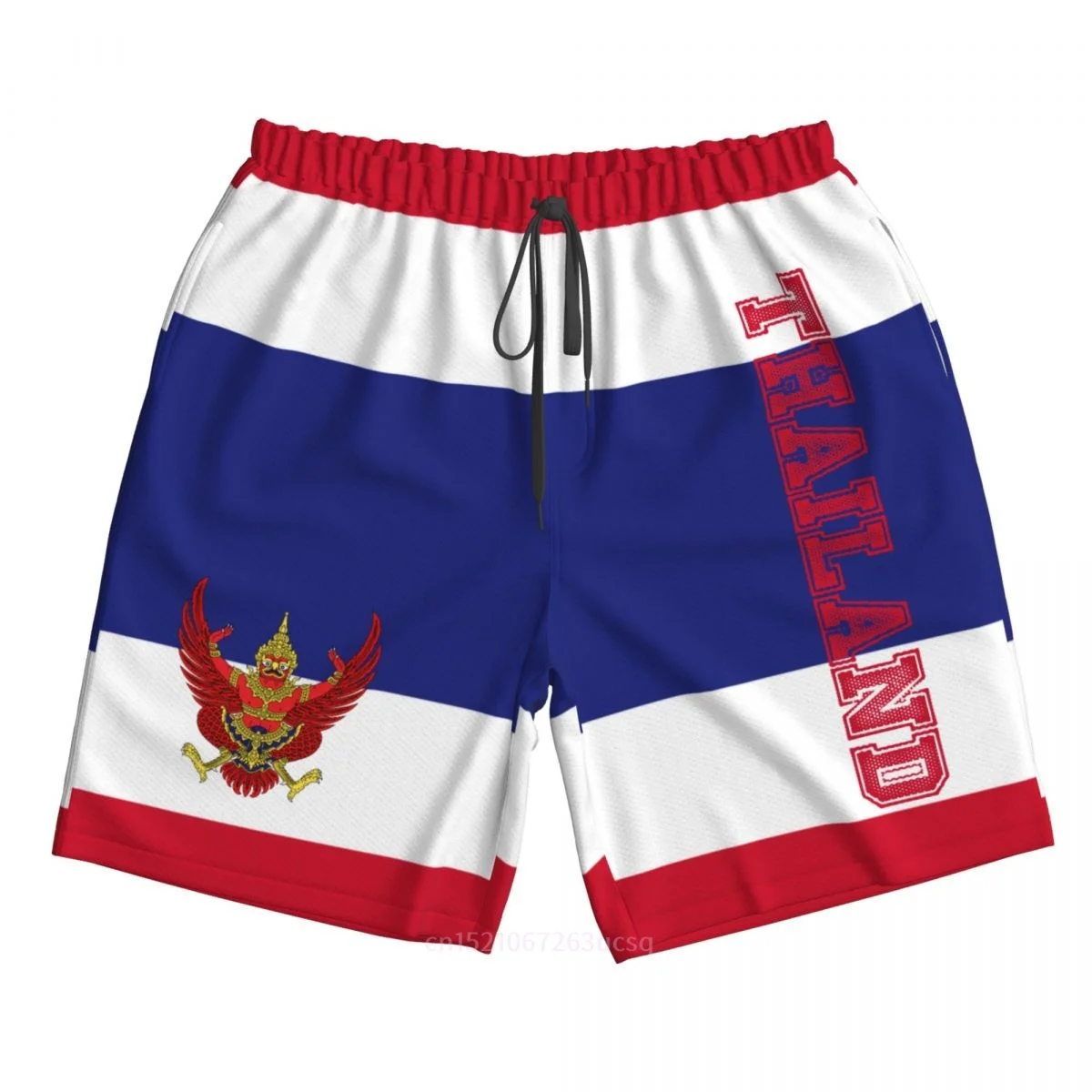 2025 Summer Polyester Thailand Country Flag 3D Printed Men's Board Shorts Beach Pocket Running Summer Pants