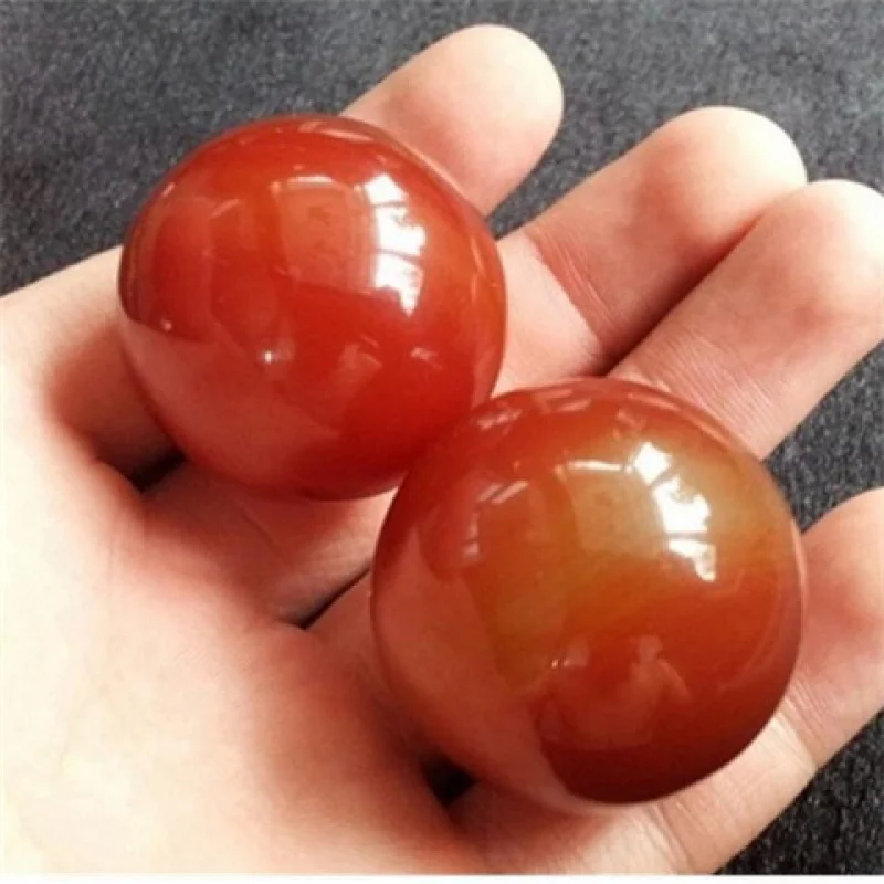 Red Agate Fitness Ball Handball Chalcedony Jade Stone Jadeware Middle-aged and Elderly Handheld Piece Handheld Play Piece