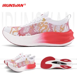 IRUNSVAN Full Palm Real Carbon Plate Marathon Running Racing Shoes Men Stable Support Shock-relief Ultra-light Rebound Fashion
