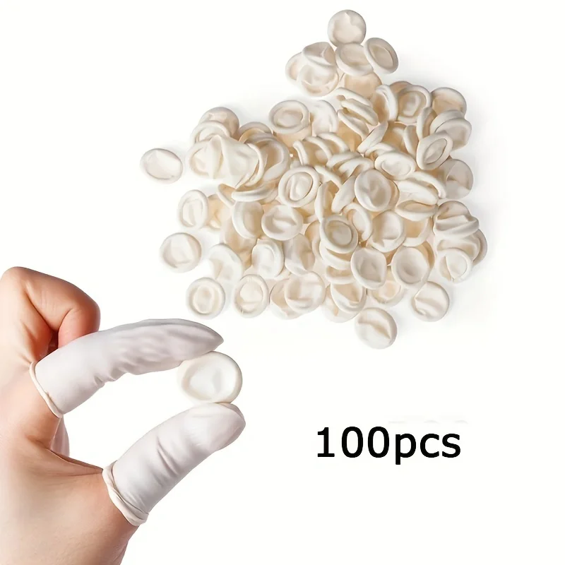 100Pcs Disposable Fingertips Protector Gloves Natural Rubber Non-slip Anti-static Latex Finger Cots Fingertips Durable Tool