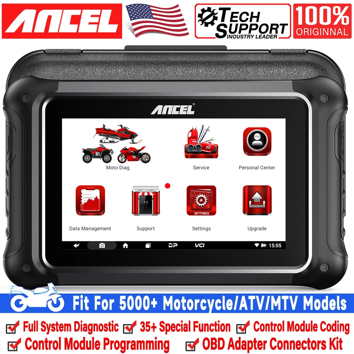 

ANCEL MT700 — диагностический сканер OBD2 для мотоциклов, сброс всех систем, сброс масла, диагностика ABS, SAS, прокачка тормозов, сброс TPS, сброс ЭБУ для BMW/Triumph/Ducati