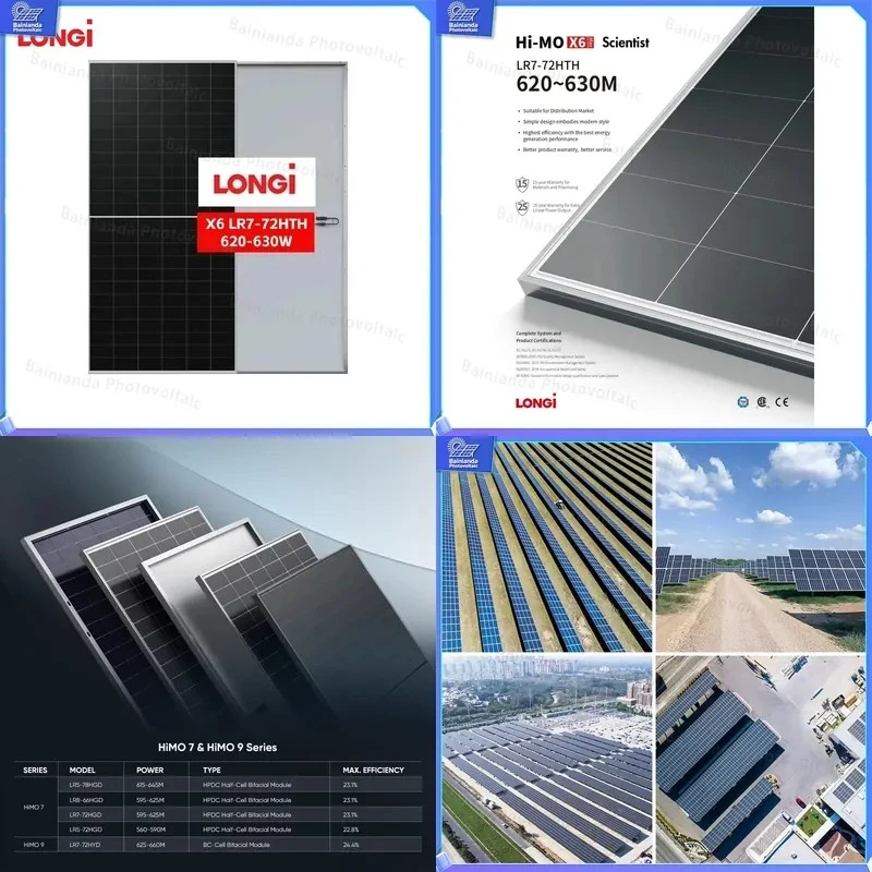 LONGI Hi-MO X6 Scientist LR7-72HTH 620W 630W Monocrystalline Solar Panel PV Module High Efficiency Factory Direct Sale Solar