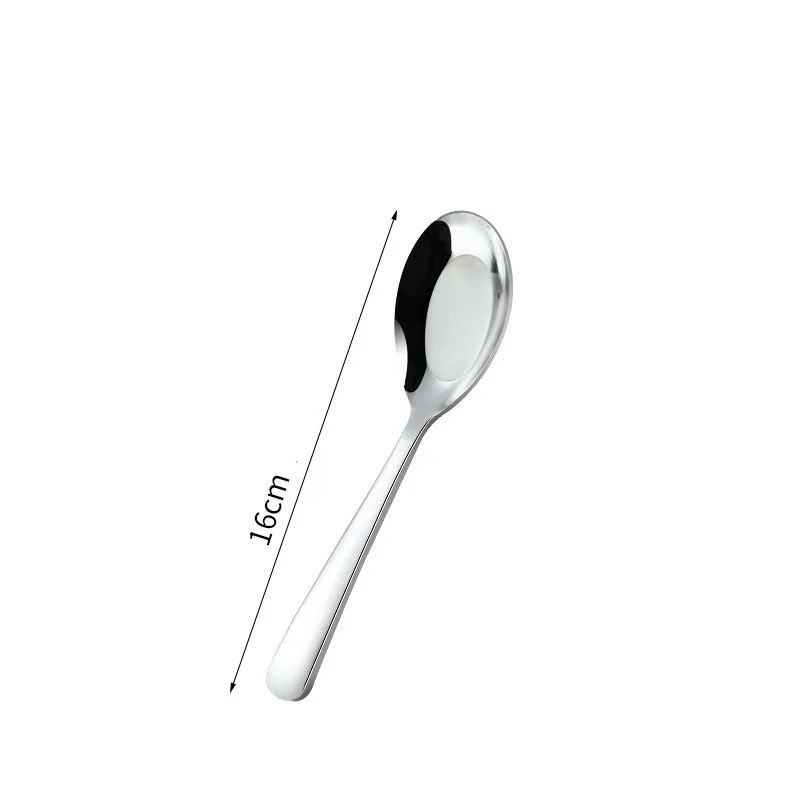 

16cm Stainless Steel Cutlery Spoon Home Hotel High-end Cutlery Flat Bottom Spoon Portable Long Handle Spoon B3