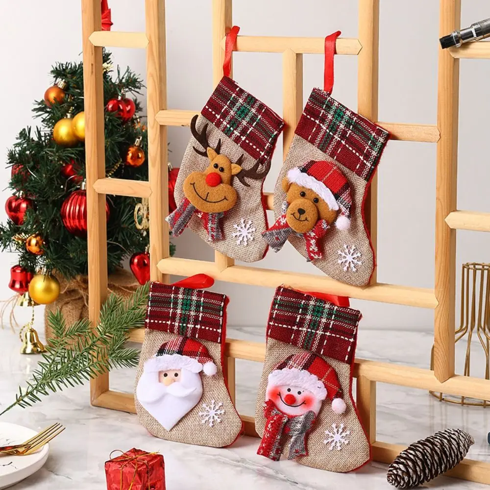 Christmas Gift Sock Hanging Santa Reindeer Xmas Tree Ornaments Large Red Snowman Candy Bag Drop Ornaments