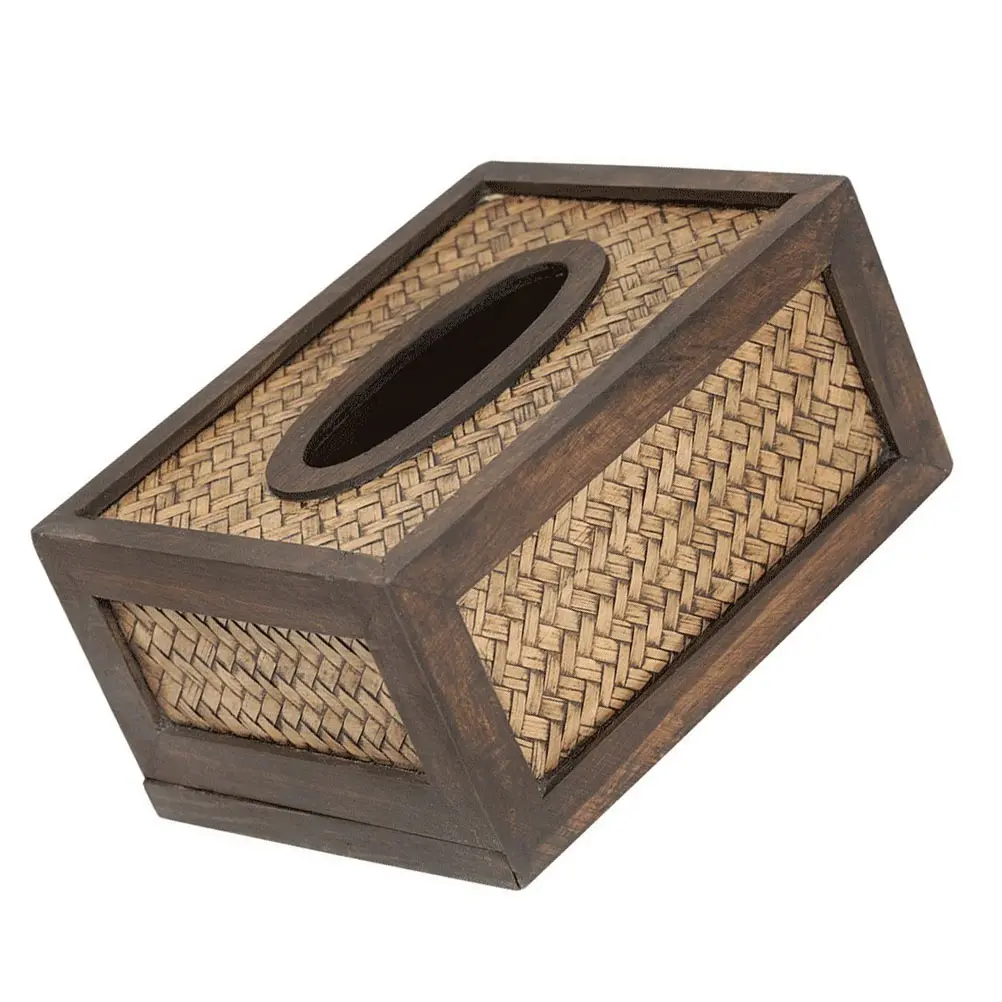 

Bamboo Woven Retro Tissue Holder Box 20x15x8cm Retro Style Holder for Home Hotel Café H made Removable Bottom