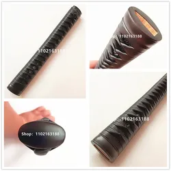 26cm Tsuka Handle Hilt Alloy Fuchi Kashira Menuki For Japanese Samurai Sword Katana Fittings Accessories Black Leather Ito