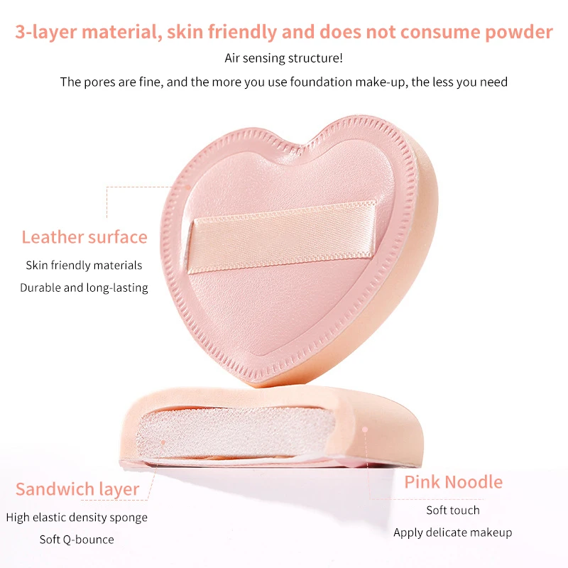 Heart-Shaped Soft Cotton Candy Powder Puff Smooth Makeup Sponge Powder Liquid Foundation Concealer Cream Velvet Cosmetics Puff
