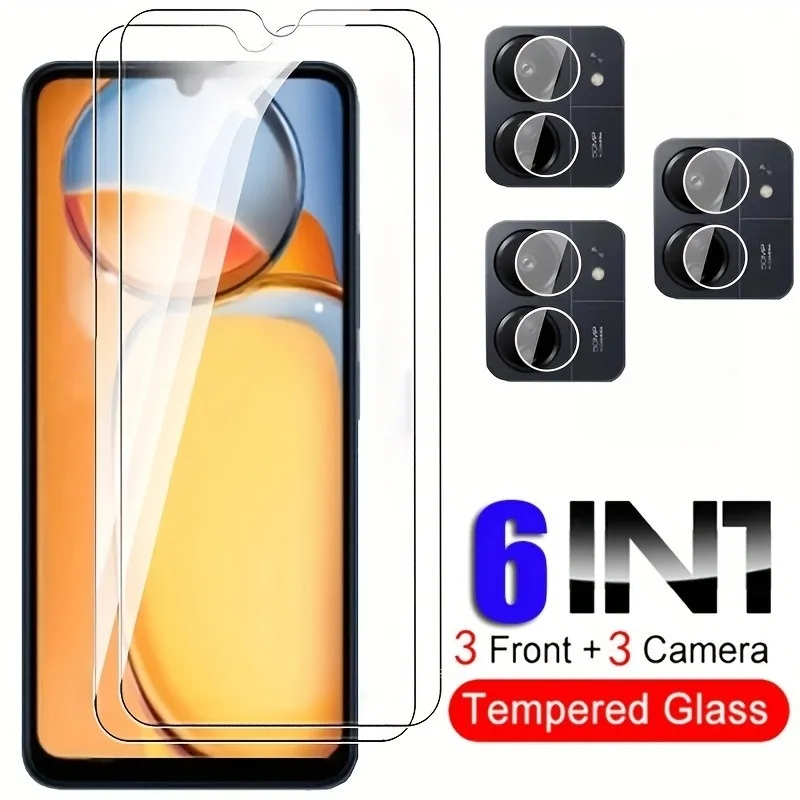 Screen Protectors for Redmi 15 3PCS Smooth Tempered Glassfor for Redmi 15C 14C 13C 12C 13X HD Film with 3PCS Camera Lens Film