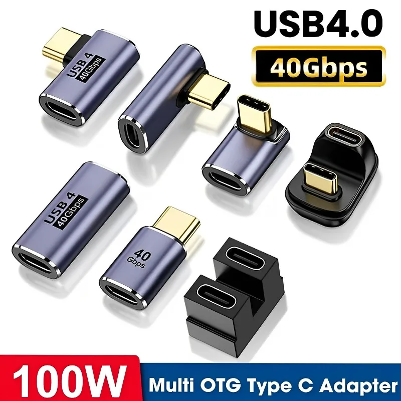 100W USB 4.0 Metal Fast Data Transfer Type C Adapter OTG 40Gbps Tablet USB-C Charging Converter for Laptop Phone Macbook Air Pro