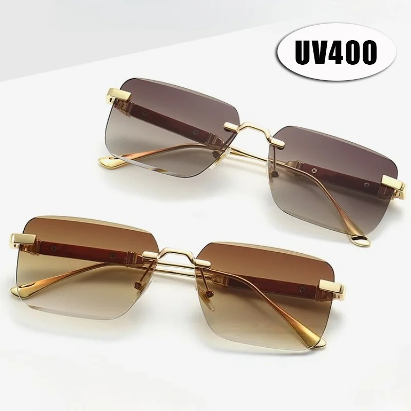 

Unisex Fashion Frameless Sunglasses Retro Square-Frame Brand Designer Sun Glasses UV400 Shades Eyewear Outdoor Travel Eyewear
