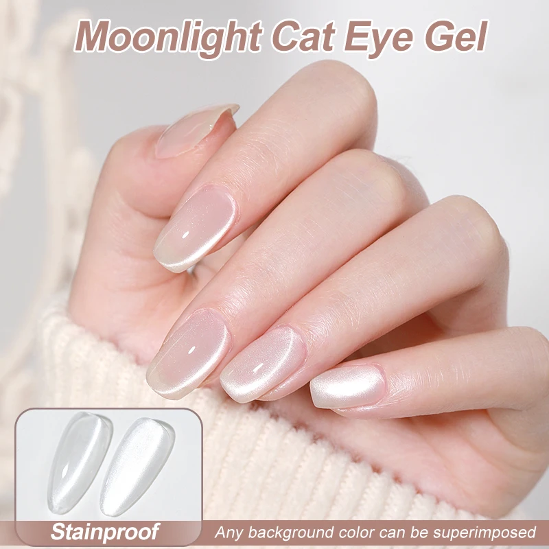 Als 15Ml Gladde Keramiek Kat Magnetische Gel Nagellak Zilver Maanlicht Cat Eye Effect Mousserende Glitter Semi-Permanente Vernis