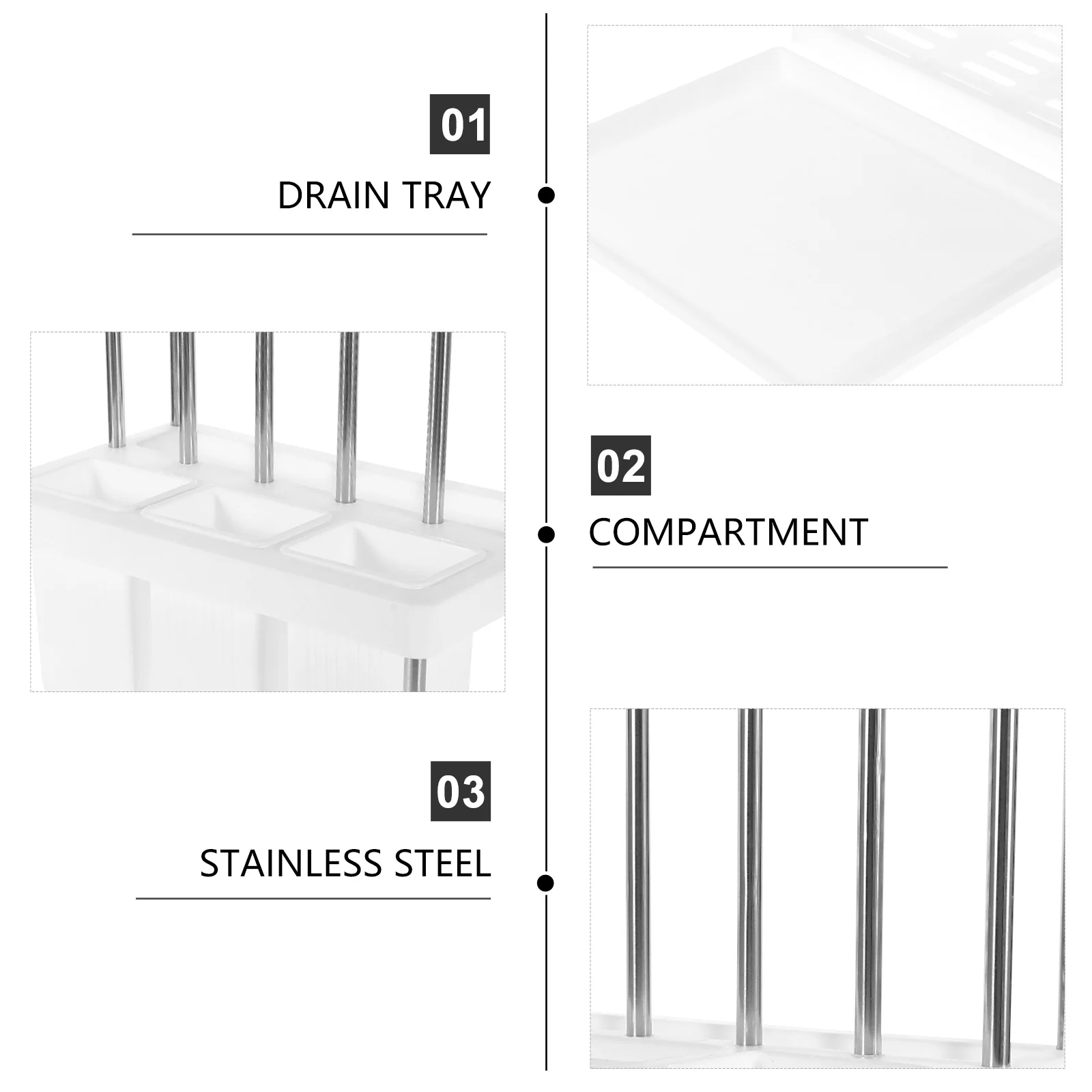 

Cutlery Holder Easy Drainage Utensil Organizer for Kitchen Countertop Spoon Chopstick Holder Silverware Organizer