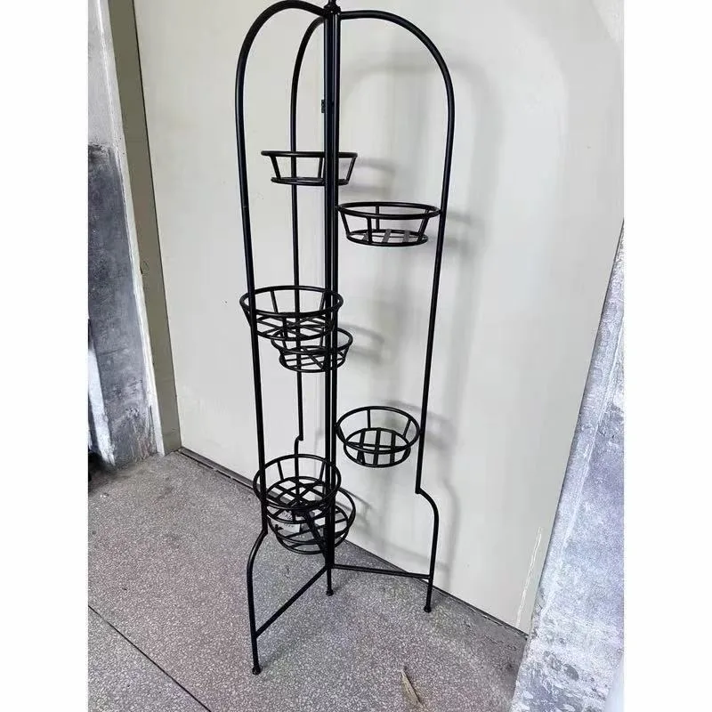 European-style wrought iron triptych seven-seat vertical flower pot stand, villa courtyard garden balcony decorative flower