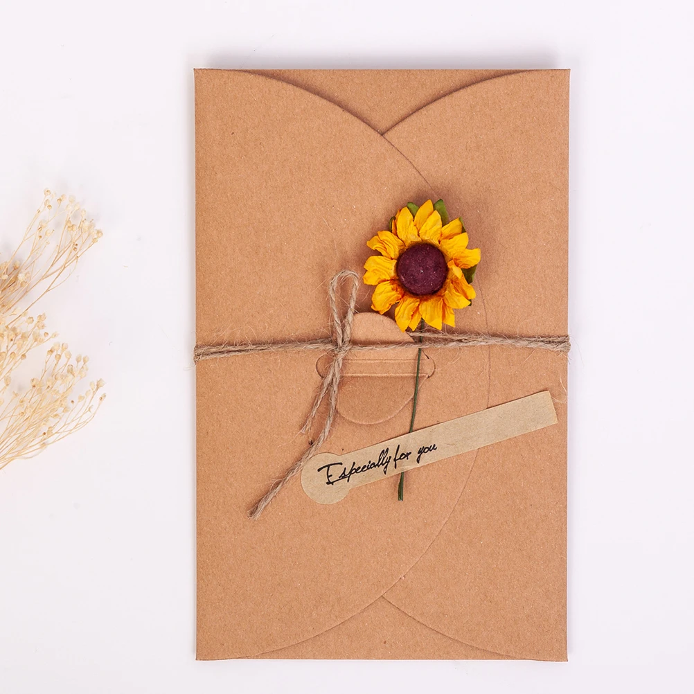 

12 Pcs Dried Flower Greeting Card Set Gift Cards up Fashion Manual Invitation Holiday