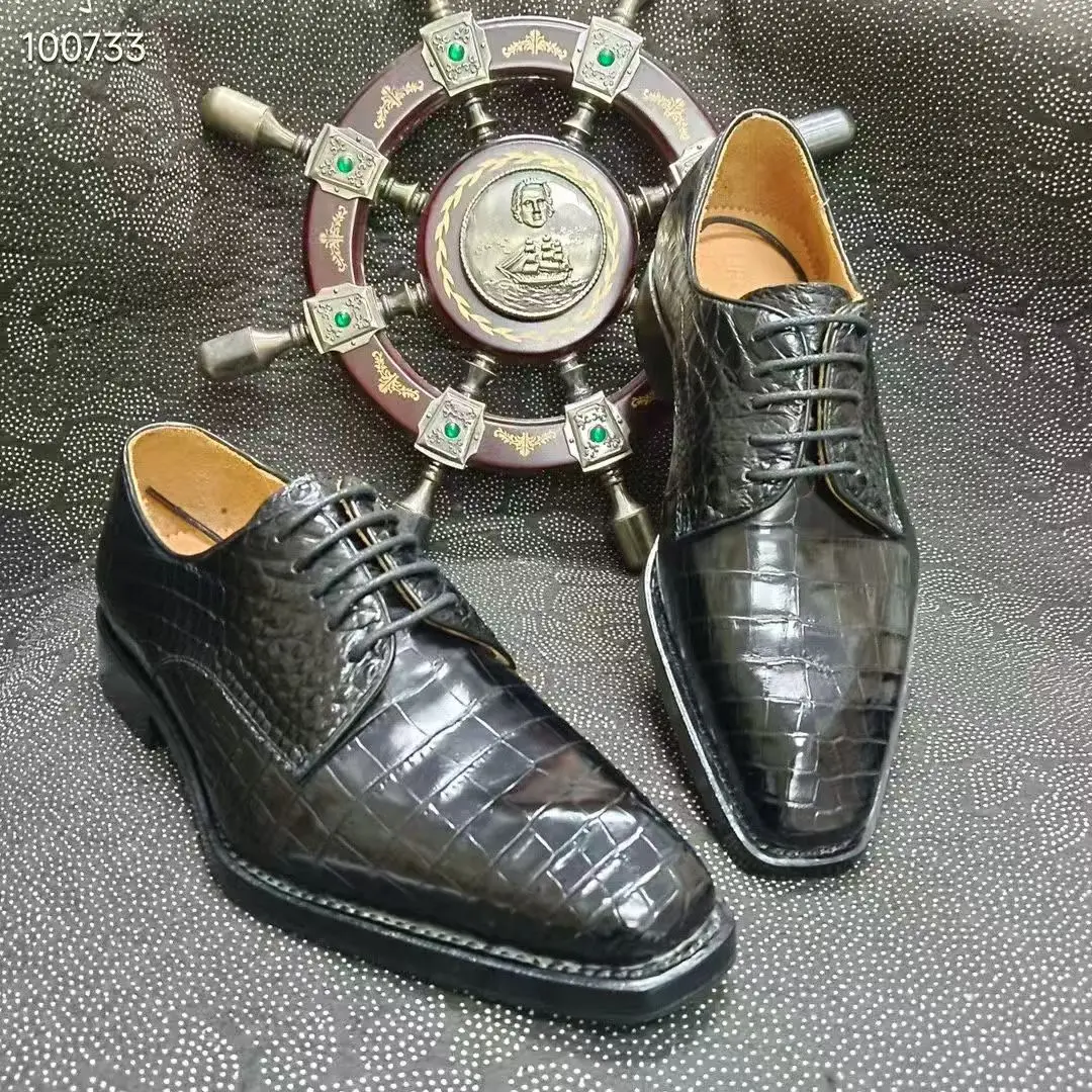 

2025 Luxury Crocodile Skin Men's Sneakers 100% Genuine Real Shoe Leisure Fashion Men Official Business Flat Soft Sole Shoe