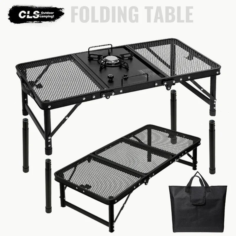 NOBANA Outdoor Folding Table Ultra Light Camping Picnic Barbecue Table Lightweight Mobile IGT Stove Portable Lifting Grid Table