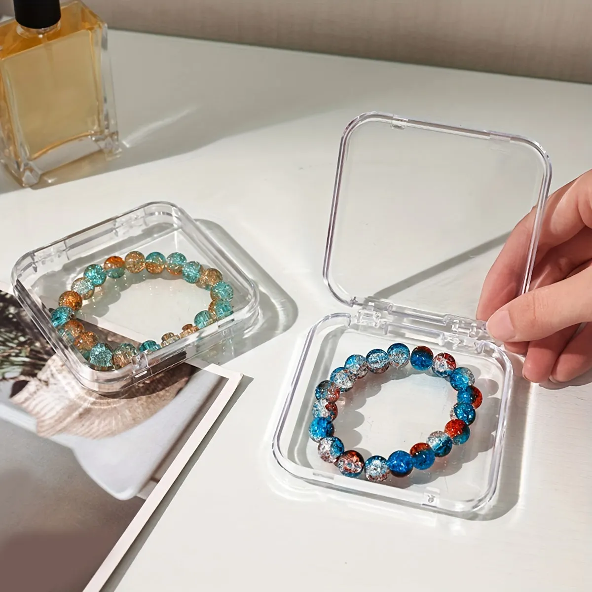 صندوق تخزين أظافر شفاف، صندوق عرض أظافر مزيف، سوار، مجوهرات، صندوق تنظيم المجوهرات #3