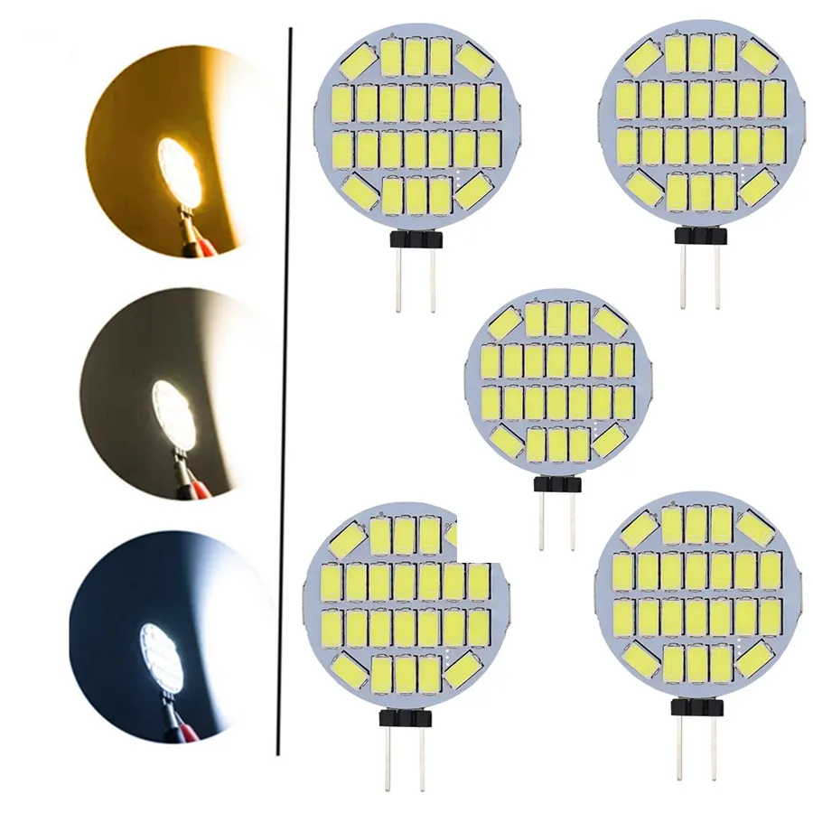 High Brightness LED chip 12V24V Round Spotlight SMD5730 24leds No Flicker Range Hood Boat Light LED G4 Bulb Replace Halogen Lamp