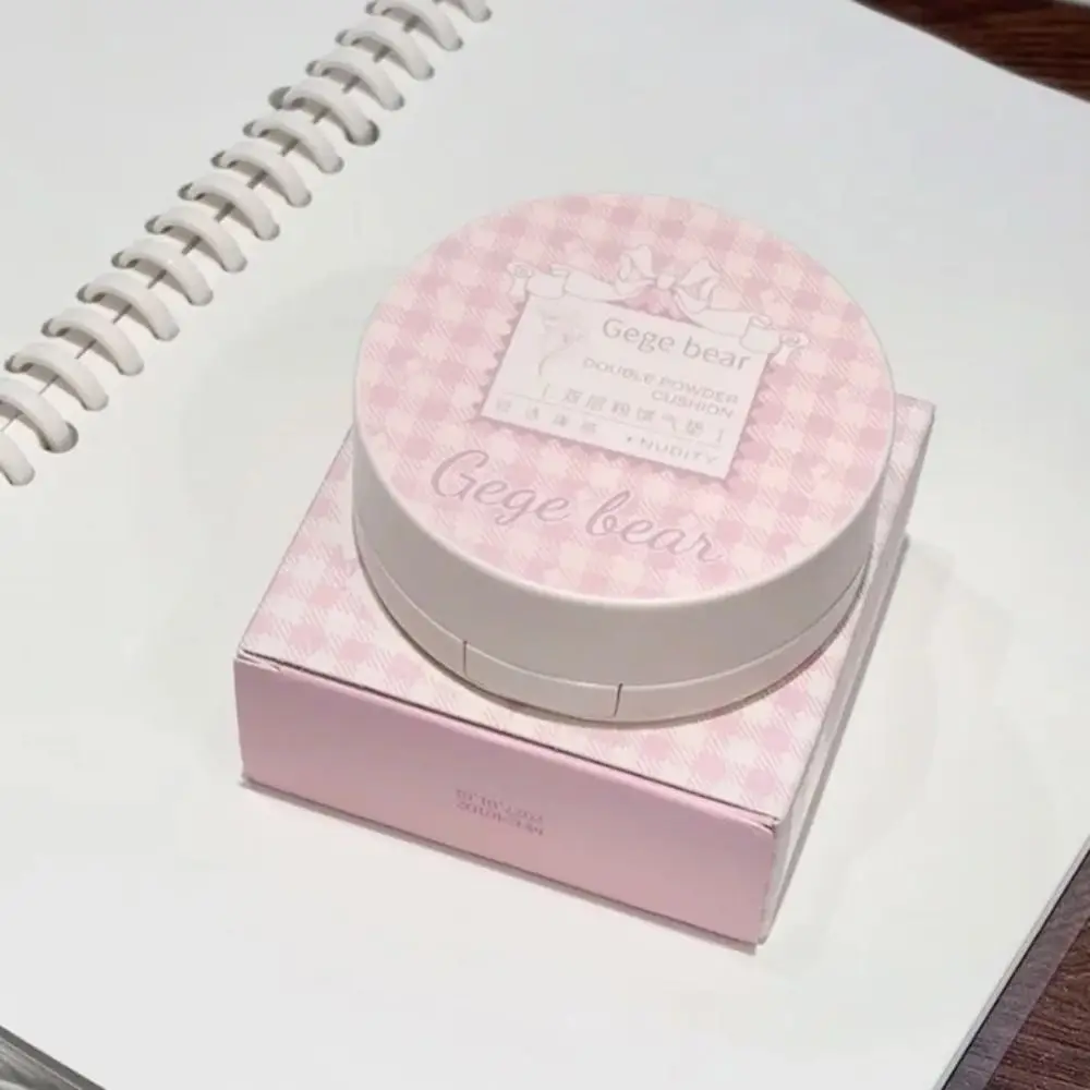 Natural Finish Matte Face Pressed Powder Whitening Cream 2 In 1 Oil Control Foundation Double Layer Lasting Brightening