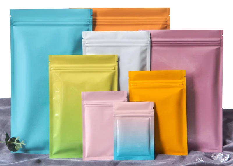 Wiederverschließbare Aluminiumfolie, flach, glänzend, matt, Hermetik-Verpackungsbeutel, Süßigkeiten, Schmuck, Kaffee, Heißsiegelbeutel mit Reißverschluss – Detail 6