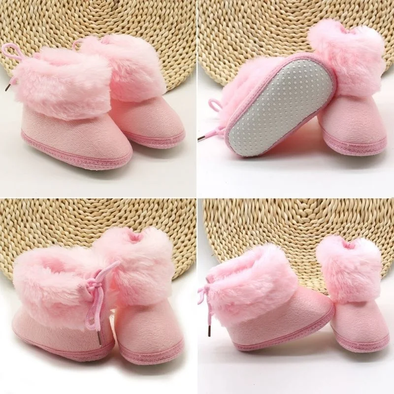 Toddler Shoes Velvet Warm Butterfly-knot Anti-slip Soft Booties Cotton Fabric  First Walkers Fit for 0-18 Months Baby