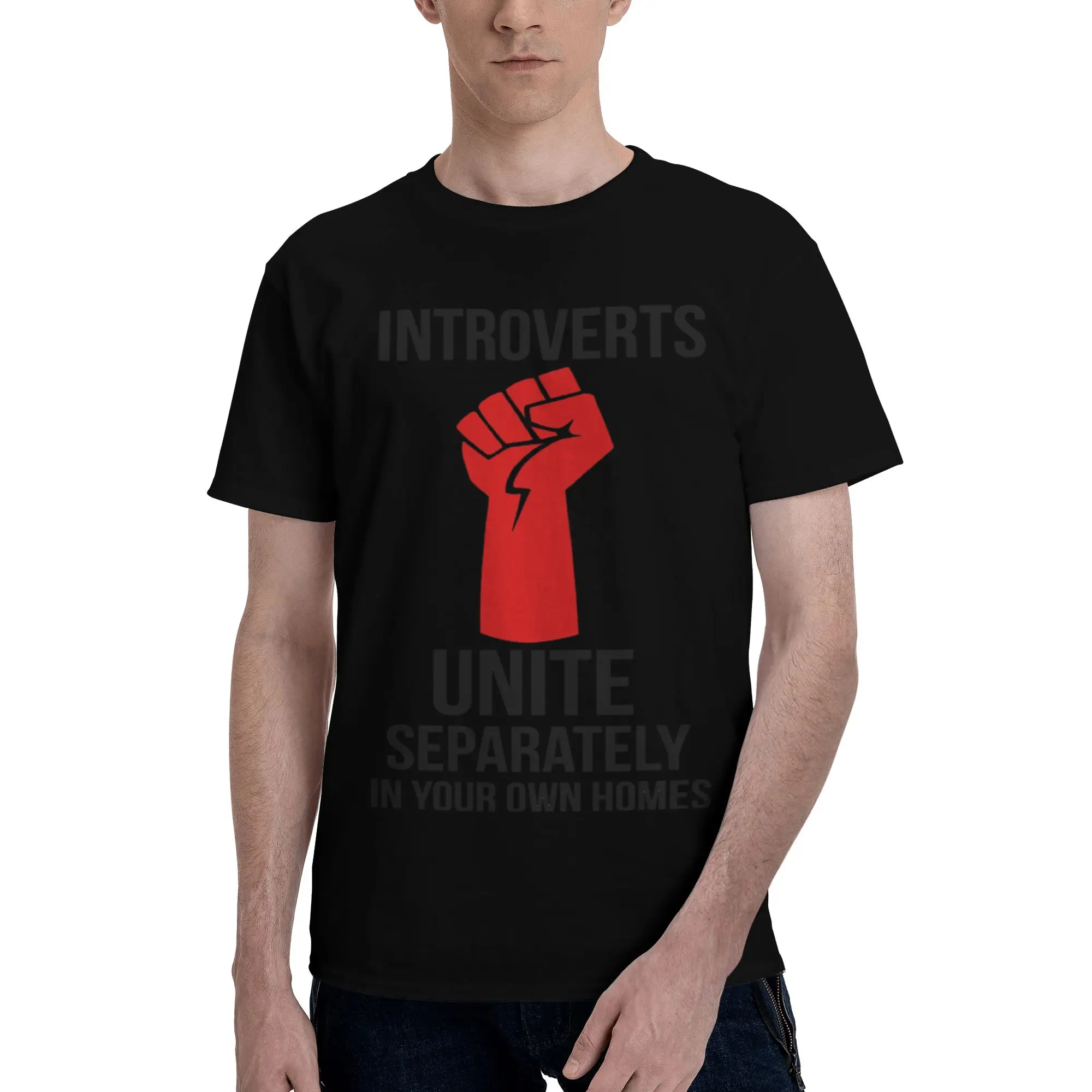 Introverts Unite Essential  Men T Shirts One Piece Funny Tee Shirt Short Sleeve Round Neck Cotton Graphic Printed Tops T-Shirt