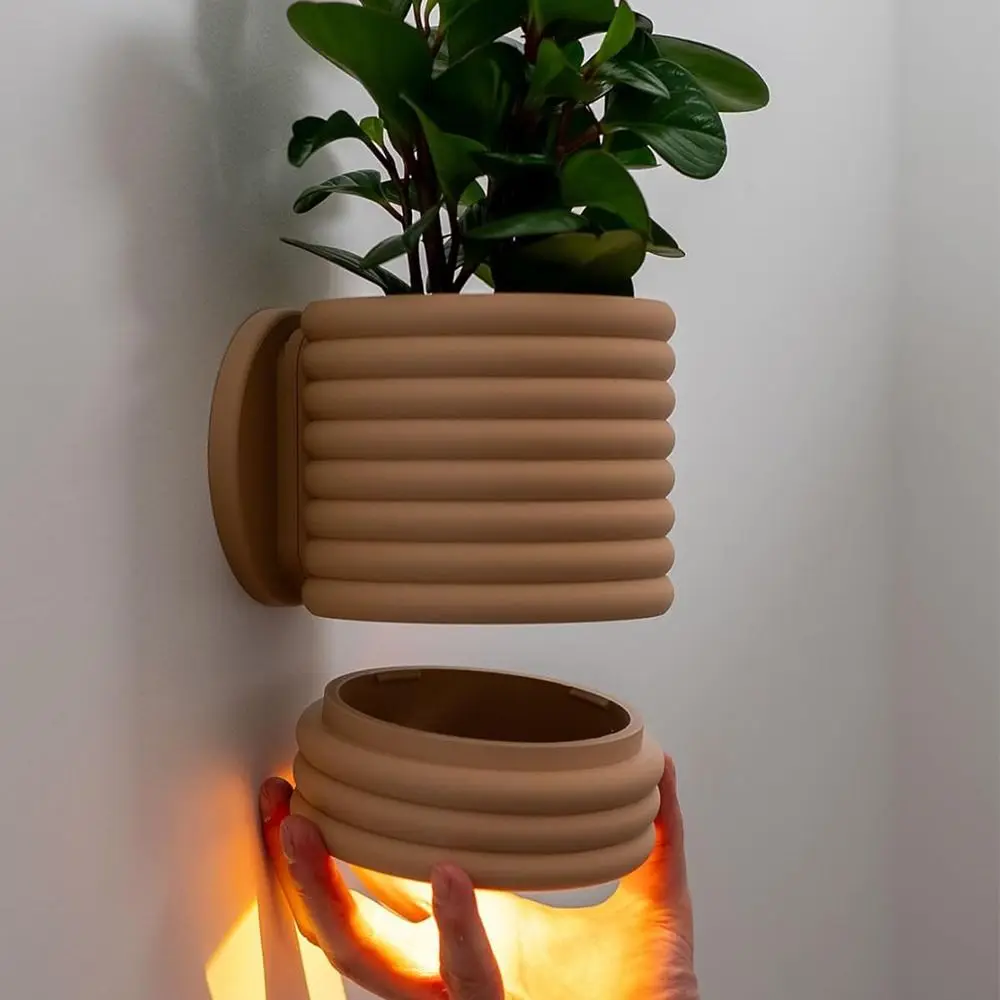

3D Printed Wall Bloom Planters Home Decor Magnetic Closure Desktop Flower Pots Modern Removable Drip Tray